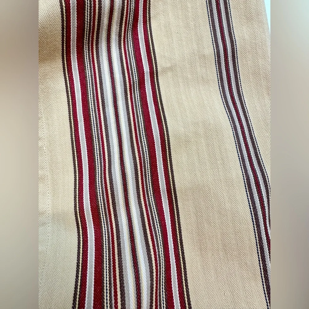 EUC 2 Pottery Barn Shams, Montgomery Stripe, Standard, Gold-ecru Red Brown Gray